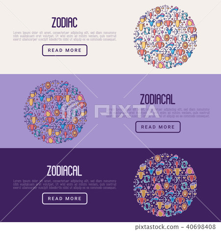 Zodiac signs concept with thin line icons Zodiac signs concept with thin line icons 40698408