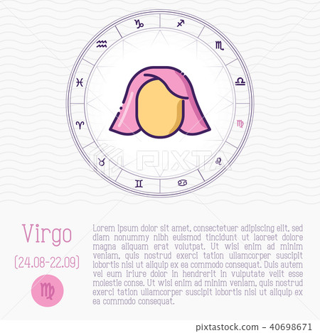 Virgo in zodiac wheel, horoscope chart 40698671