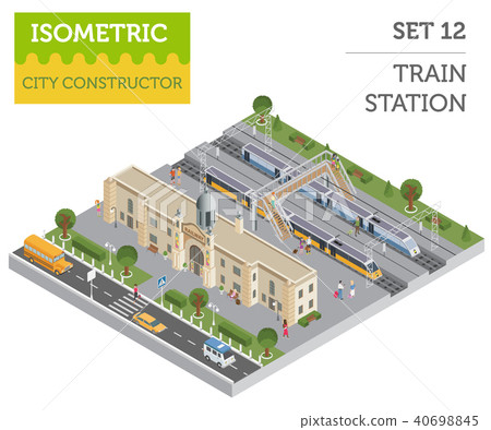 3d isometric Train station city map constructor 3d isometric Train station city map constructor 40698845