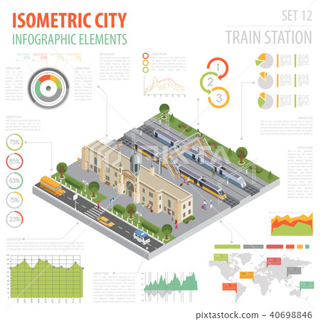 3d isometric Train station city map constructor 3d isometric Train station city map constructor 40698846