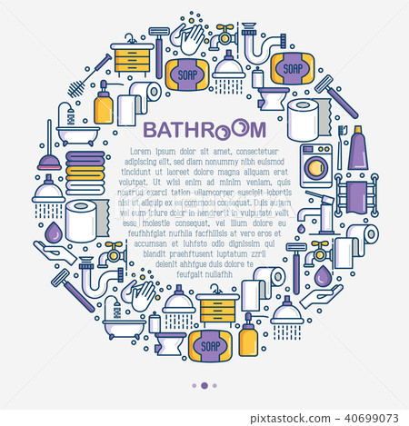 Bathroom equipment concept in circle 40699073