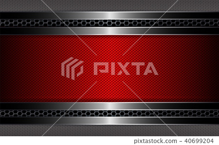 Geometric background with metal mesh with rippled red frame. Geometric background with metal mesh with rippled red frame. 40699204