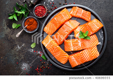 Salmon. Fresh salmon fish. Raw salmon fish fillet 40699355