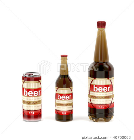 Beer containers on white background - Stock Illustration [40700063] - PIXTA