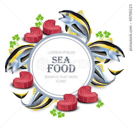 Tuna fish card Vector. realistic tuna steak Tuna fish card Vector. realistic tuna steak 40700223