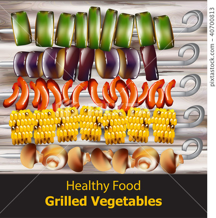 Grilled vegetables vegan kebabs Vector 40700813
