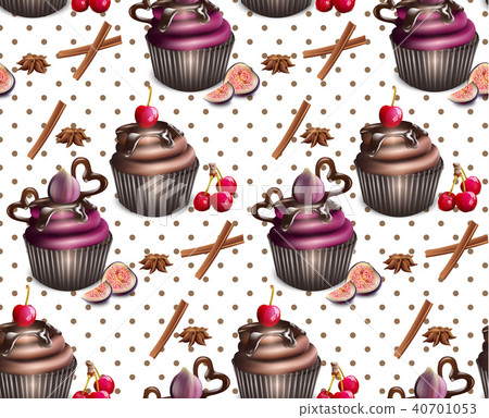 Chocolate cupcakes pattern Vector. Retro vintage Chocolate cupcakes pattern Vector. Retro vintage 40701053