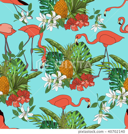 Tropical hand drawn exotic collection seamless  40702140