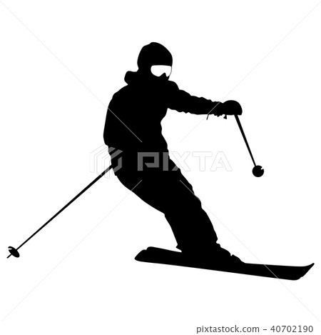 Mountain skier speeding down slope sport 40702190