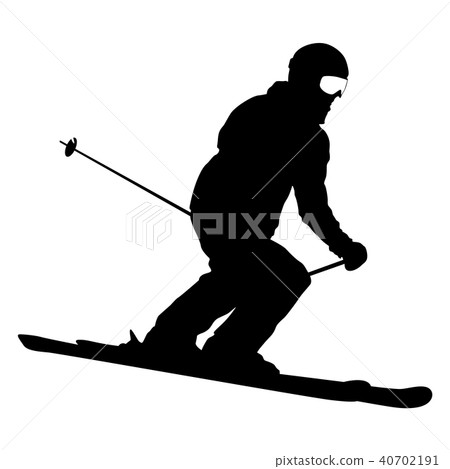 Mountain skier speeding down slope sport Mountain skier speeding down slope sport 40702191