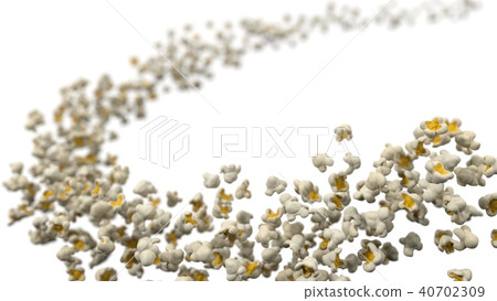 flock of popcorn pieces. 3d illustration 40702309