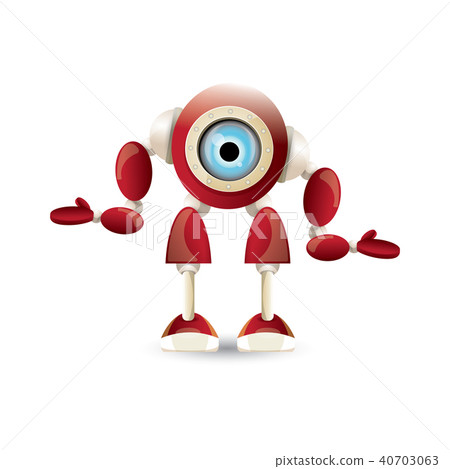 vector funny cartoon red friendly robot character isolated on white background. Kids 3d robot toy vector funny cartoon red friendly robot character isolated on white background. Kids 3d robot toy 40703063