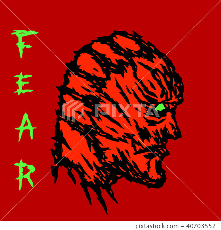 angry red monster head profile. vector  40703552