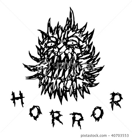 Scary prickly monster with toothy mouth. Vector Scary prickly monster with toothy mouth. Vector 40703553