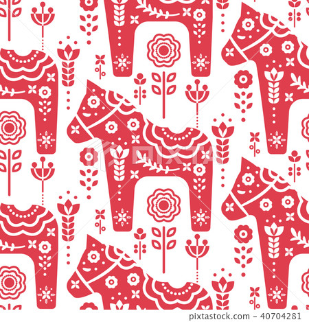 Dala swedish horse seamless vector pattern. 40704281