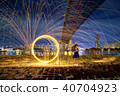 woman with umbrella and hot golden sparks rain 40704923