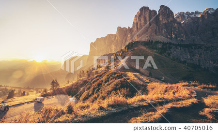 Dolomites, Italy Landscape at Passo Gardena. 40705016