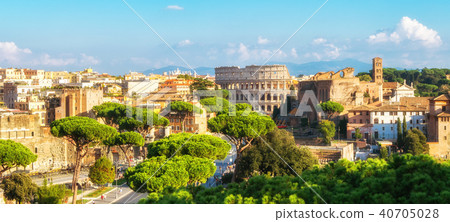 Rome Skyline with Colosseum and Roman Forum, Italy Rome Skyline with Colosseum and Roman Forum, Italy 40705028