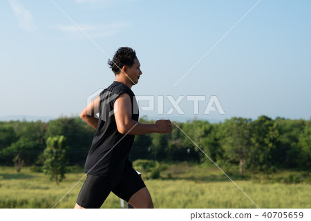 Asia young man running  40705659