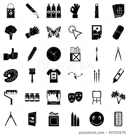 Paint material icons set, simple style Paint material icons set, simple style 40705676