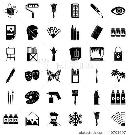 Drawing school icons set, simple style 40705697