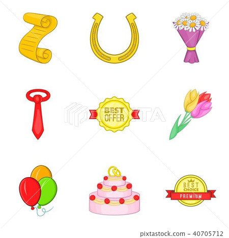 Highest award icons set, cartoon style 40705712