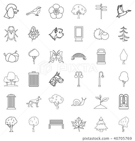 Common garden icons set, outline style Common garden icons set, outline style 40705769