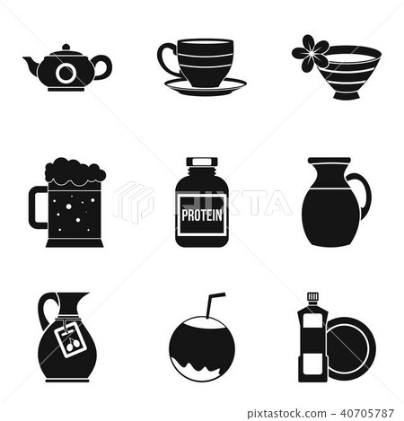 Kitchen kettle icons set, simple style 40705787