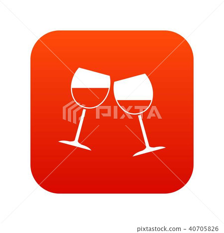 Two wine glasses icon digital red Two wine glasses icon digital red 40705826