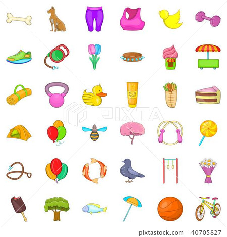 Conservation area icons set, cartoon style Conservation area icons set, cartoon style 40705827