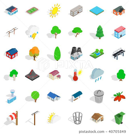 Game reserve icons set, isometric style Game reserve icons set, isometric style 40705849