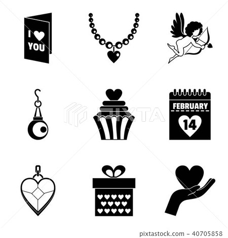 Love icons set, simple style Love icons set, simple style 40705858