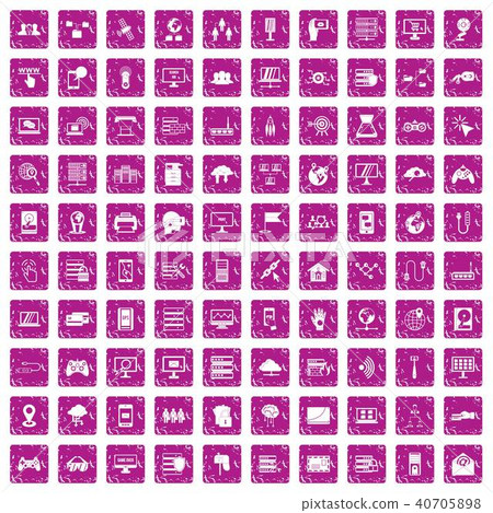 100 network icons set grunge pink - Stock Illustration [40705898] - PIXTA