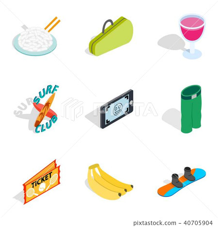 Secular evening icons set, isometric style Secular evening icons set, isometric style 40705904