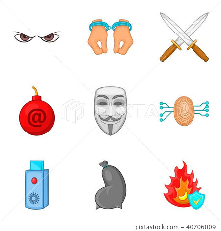 Criminal conduct icons set, cartoon style 40706009