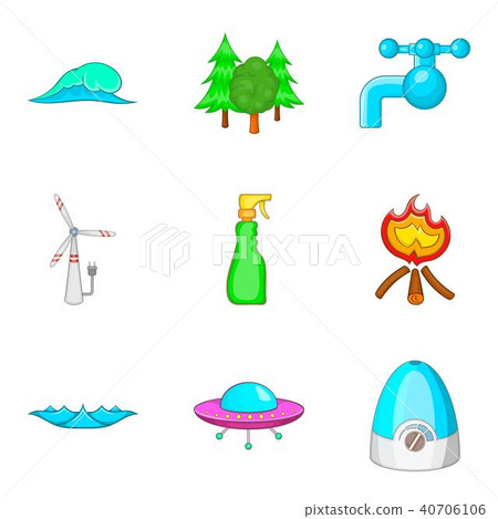 Water conditions icons set, cartoon style 40706106