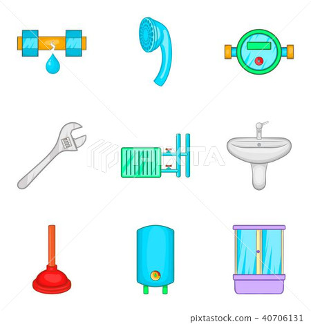Sanitary ceramics icons set, cartoon style 40706131