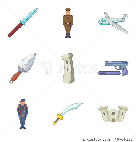 Act of aggression icons set, cartoon style Act of aggression icons set, cartoon style 40706132