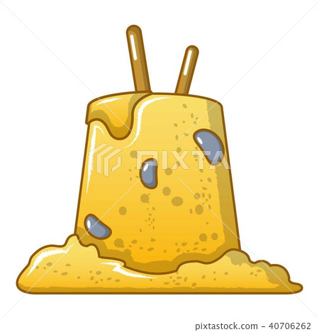 Ugly sand castle icon, cartoon style 40706262
