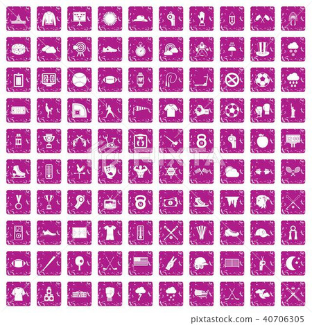 100 baseball icons set grunge pink 100 baseball icons set grunge pink 40706305