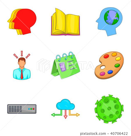 Premeditation icons set, cartoon style Premeditation icons set, cartoon style 40706422