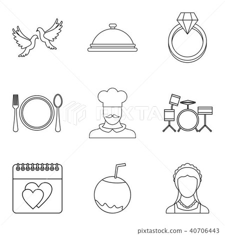 Great wedding icons set, outline style Great wedding icons set, outline style 40706443