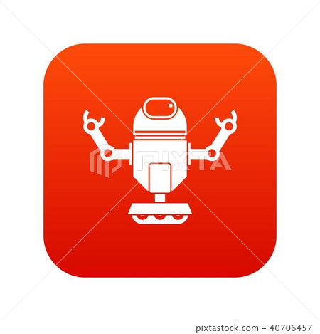 Robot on wheels icon digital red 40706457