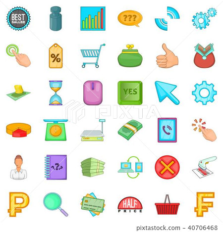 Money equivalent icons set, cartoon style Money equivalent icons set, cartoon style 40706468