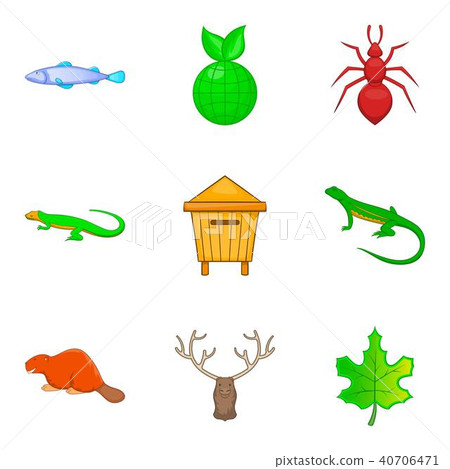 Nature reserve icons set, cartoon style Nature reserve icons set, cartoon style 40706471