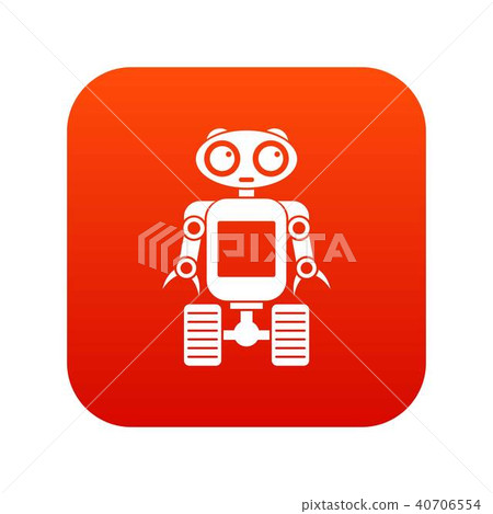Robot on wheels icon digital red Robot on wheels icon digital red 40706554