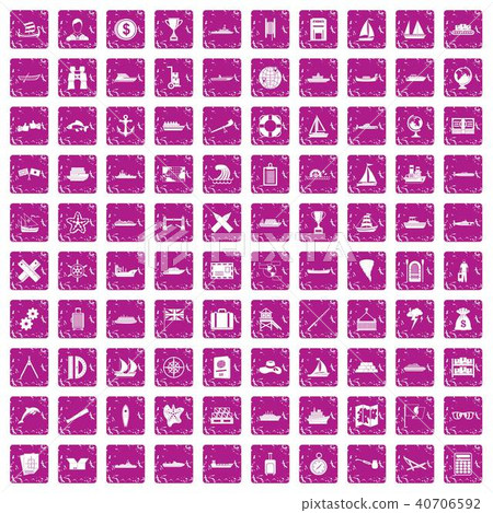 100 shipping icons set grunge pink 40706592