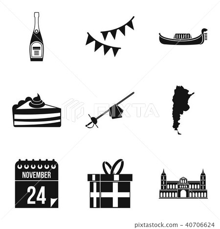 Wine party icons set, simple style Wine party icons set, simple style 40706624