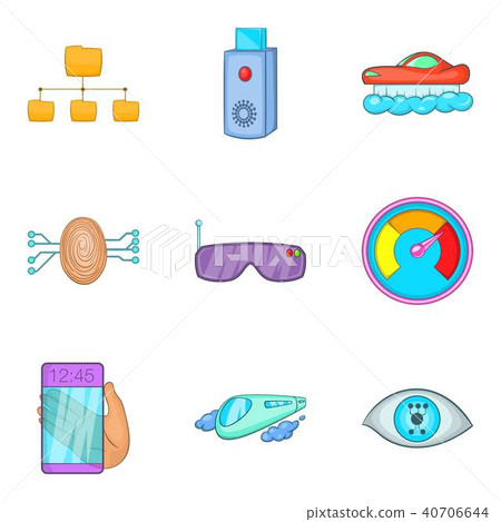 Wireless connection icons set, cartoon style Wireless connection icons set, cartoon style 40706644