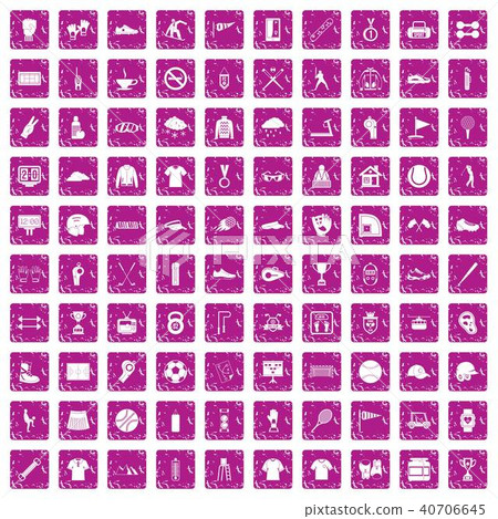 100 sport club icons set grunge pink 100 sport club icons set grunge pink 40706645